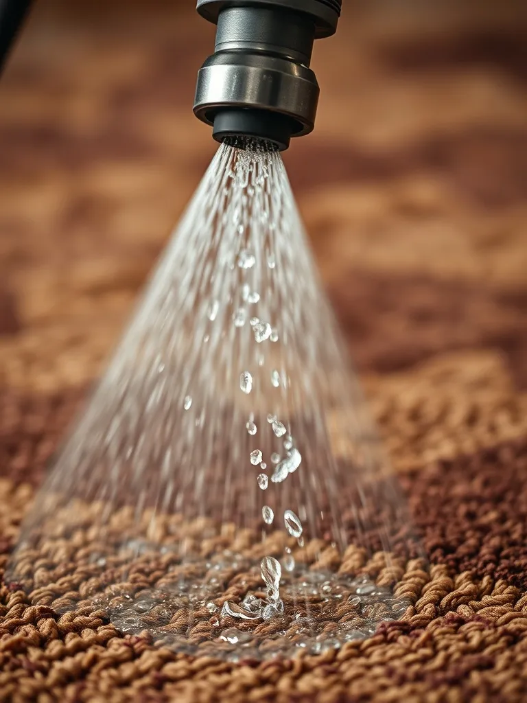 Professional carpet cleaning machine nozzle spraying water o