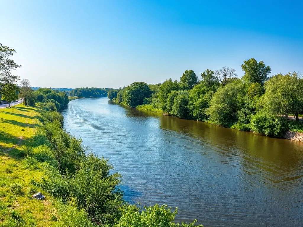 A wide professional landscape photo of the Warta river in Po